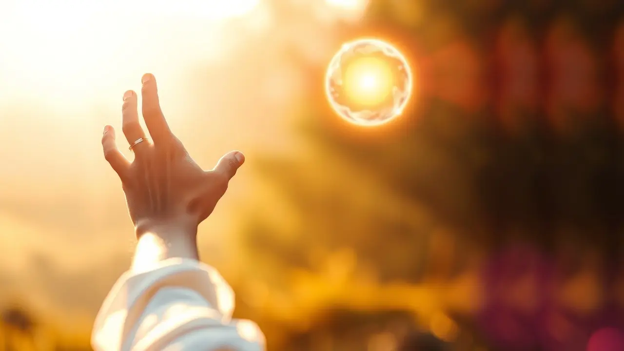 Unlock Your Potential: An In-Depth Review of 11 Days to Manifestation Mastery Person reaching for glowing orb symbolizing manifestation