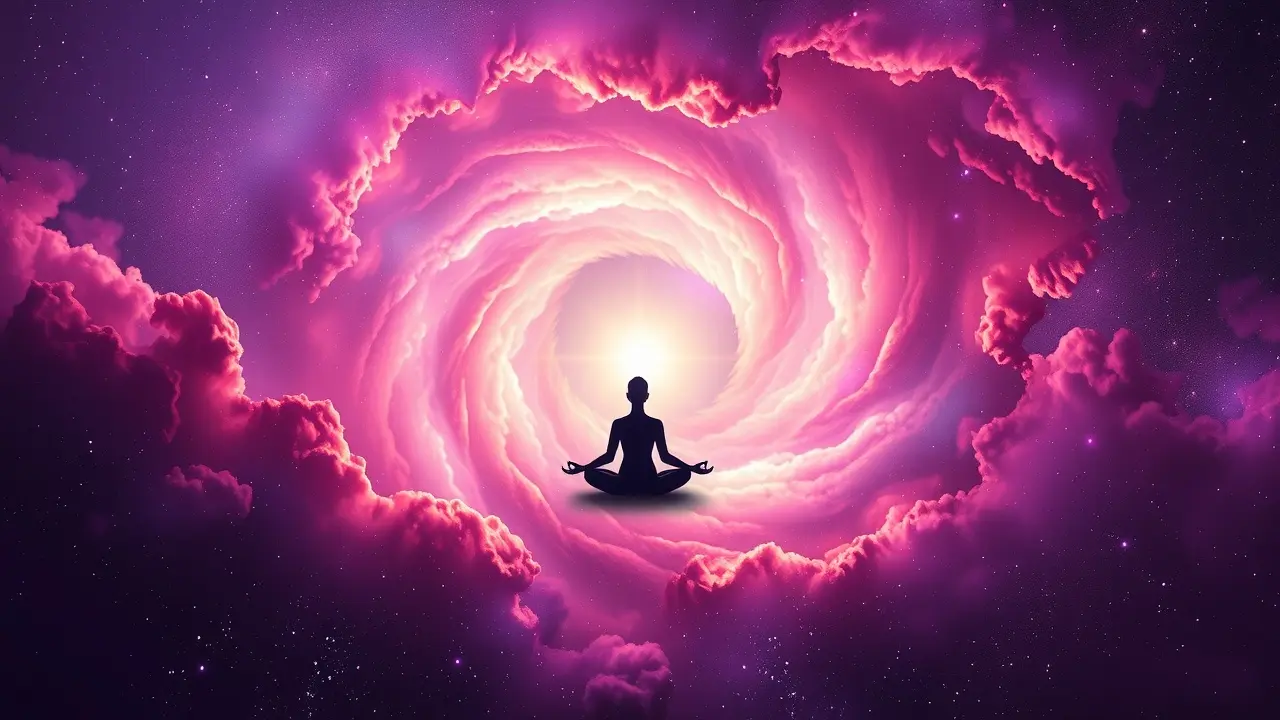 15 Minute Manifestation Review: Does It Really Work? Meditating person in a galaxy background representing manifestation.