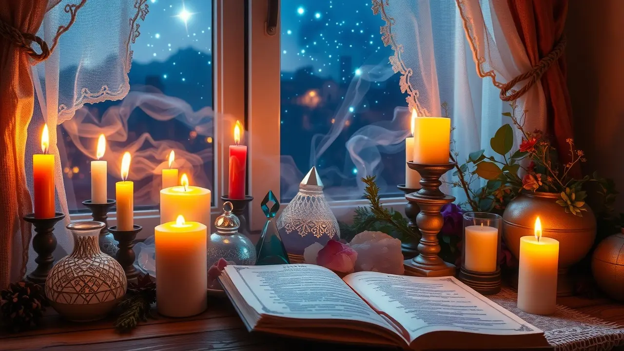 Unveiling the Magic: A Deep Dive into the 3 Amazing Spells eKIT Mystical altar with spellbook, crystals, and candles.