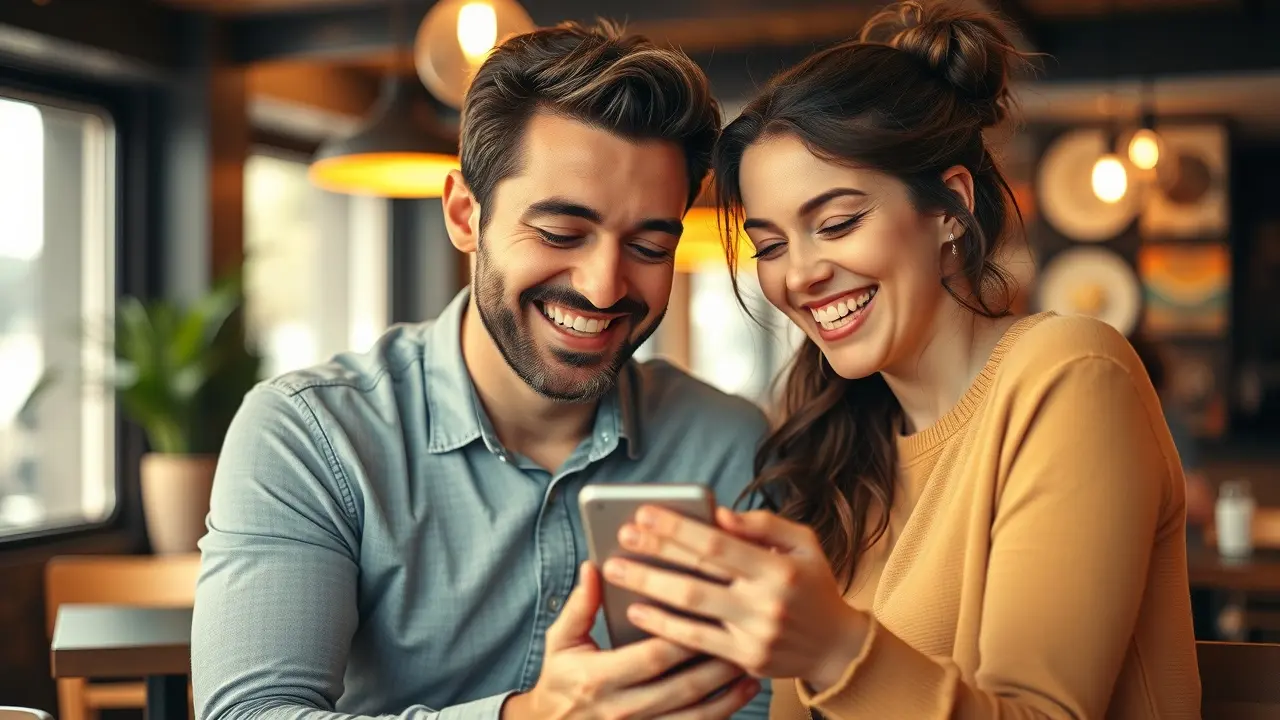 900 Seductive Texts Review: Can These Messages Really Spark Attraction? Man and woman laughing at phone, 900 Seductive Texts