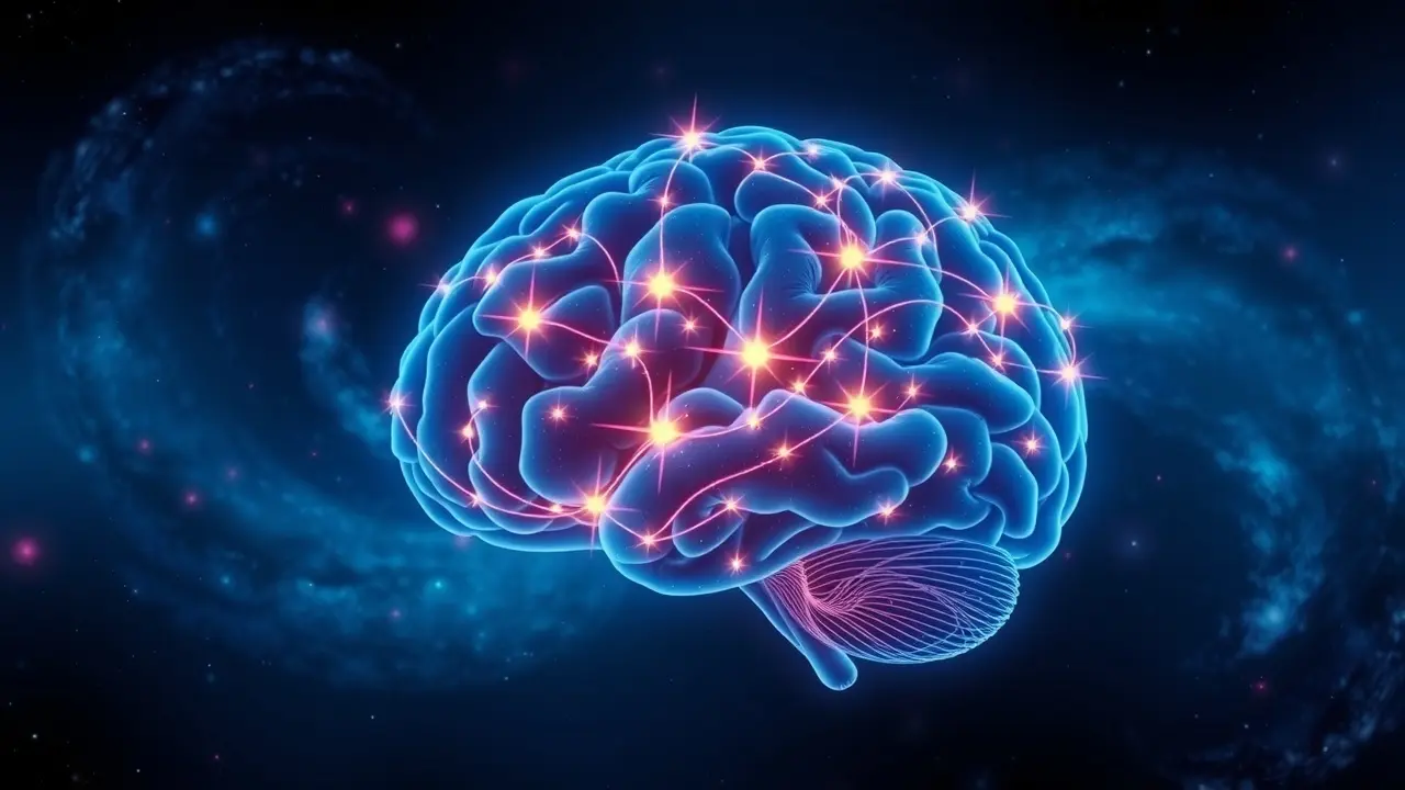 Unlock Your Potential: A Review of Abundant Mind for Personal Growth Illuminated brain in a galaxy, representing personal growth