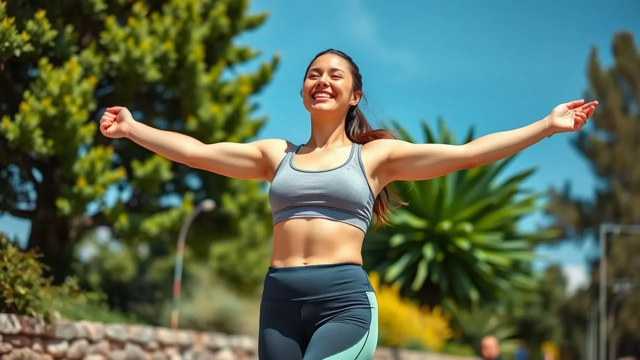 Acidaburn Review: Does It Actually Burn Fat? Woman in activewear smiling after weight loss, Acidaburn