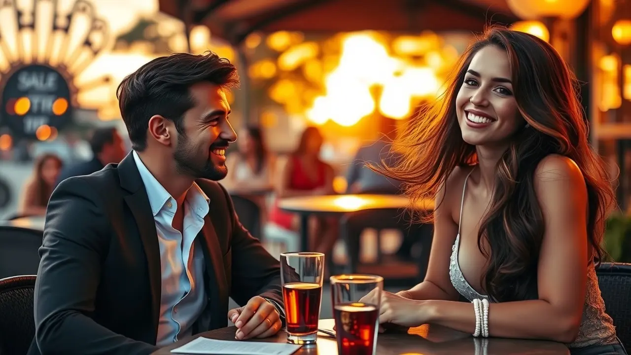 Addict Him to You Review: Does This Dating Guide Really Work? Woman smiling confidently at a man in a cafe