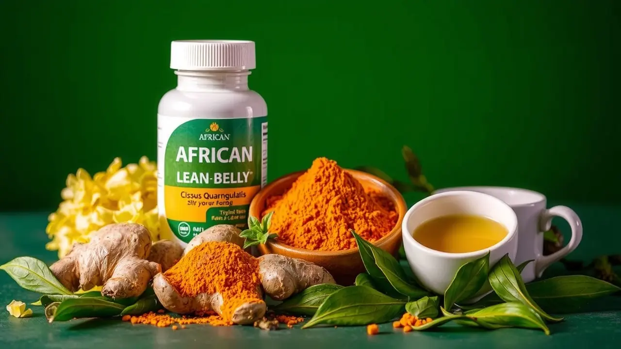 Key ingredients of African Lean Belly: Cissus quadrangularis, ginger, turmeric, and green tea