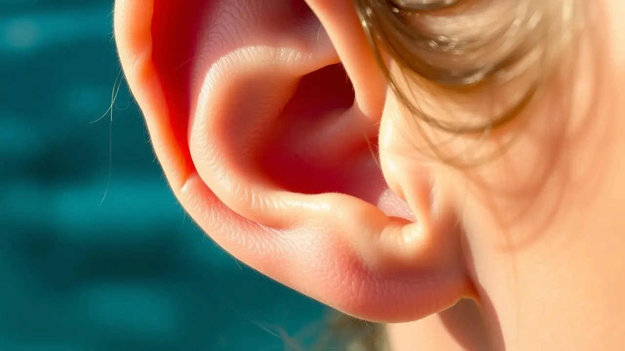AquaPeace Review: Does This Hearing Formula Really Work? Close-up of a healthy human ear against a blurred seascape background.