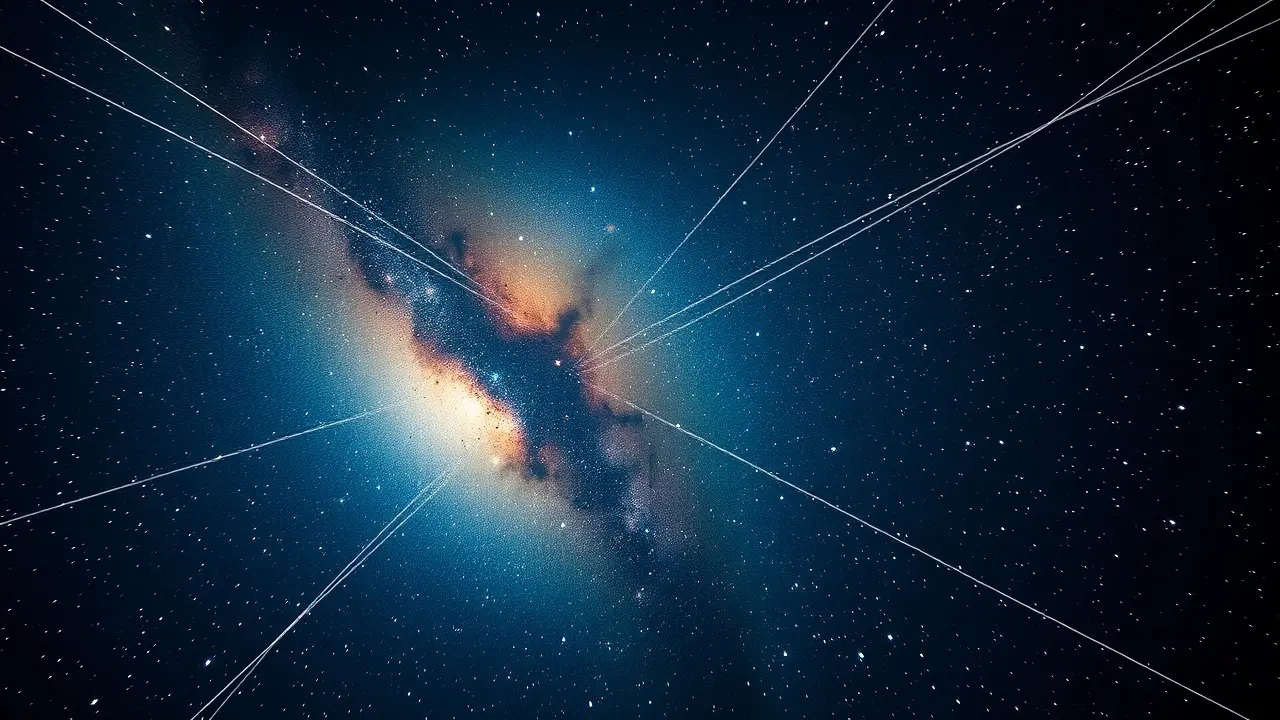 Unlock Your Destiny with AstroVedic Reading: A Comprehensive Review Mystical depiction of the night sky with Vedic symbols.