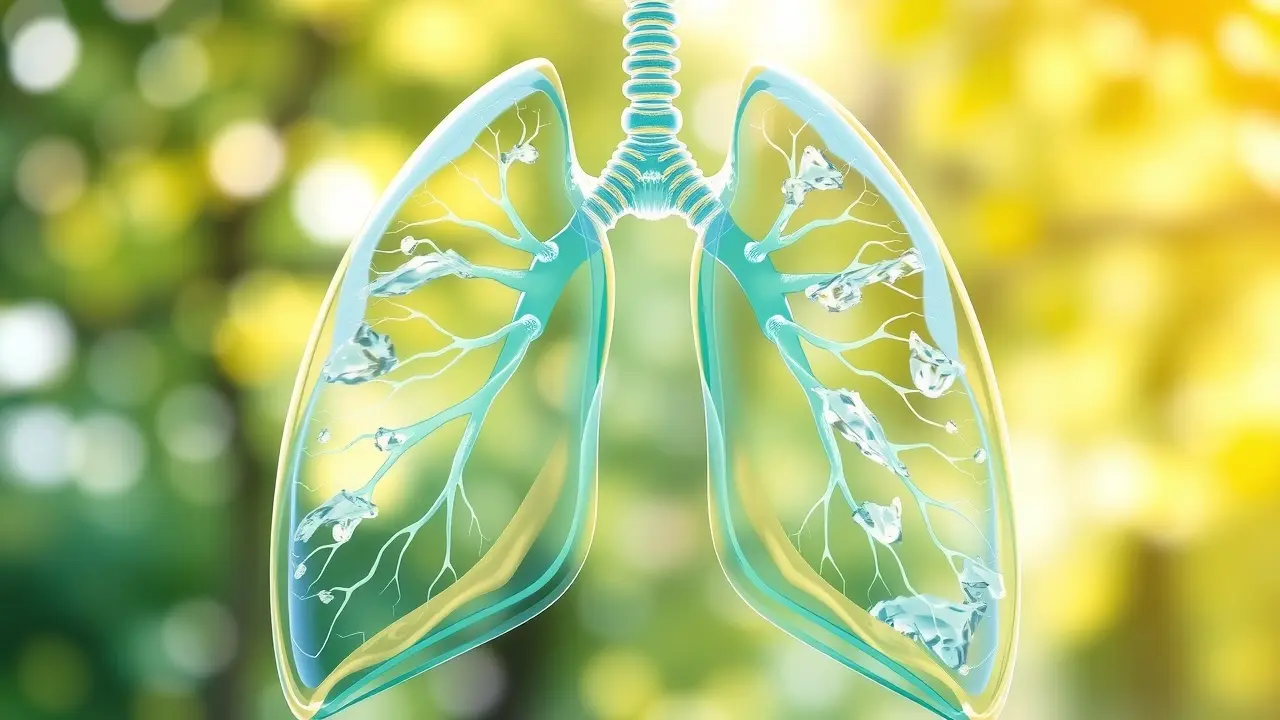 Banishing Bronchitis: A Comprehensive Review of the Blue Heron Guide Healthy lungs surrounded by nature, depicting bronchitis relief