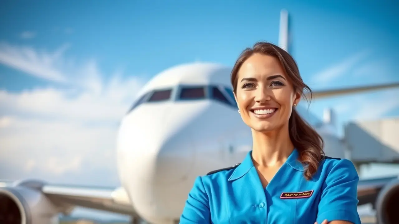 Become a Flight Attendant Ebook: Your Guide to the Skies? Flight Attendant Smiling