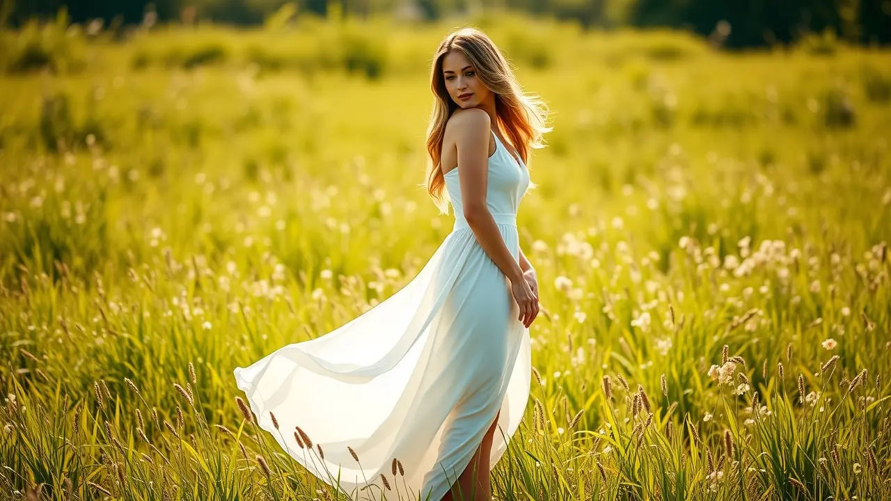 Boost Your Bust: A Comprehensive Review of Natural Breast Enhancement Confident woman in a meadow showing natural curves