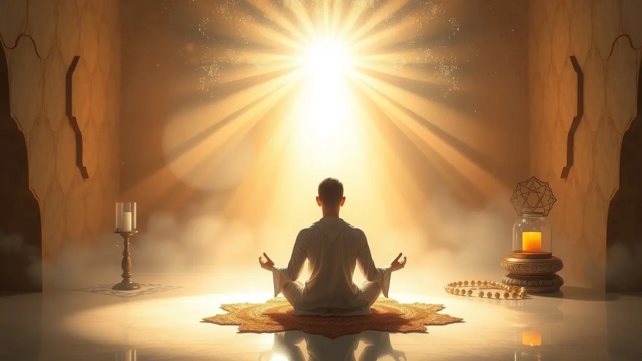 Celestial Prayer Code Review: Unlocking Your Inner Power? Person meditating with a celestial glow