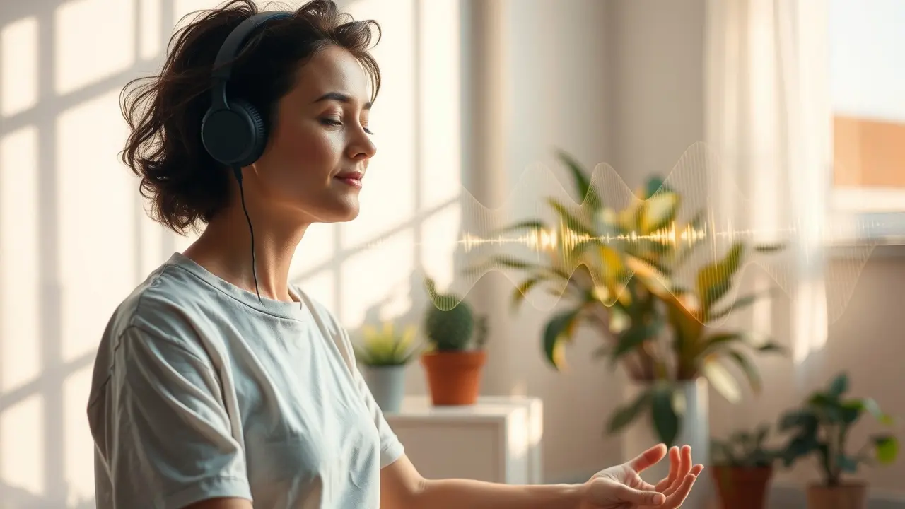 Cellular Sound Tuning: Unlock Your Body’s Healing Potential? Person meditating with sound waves
