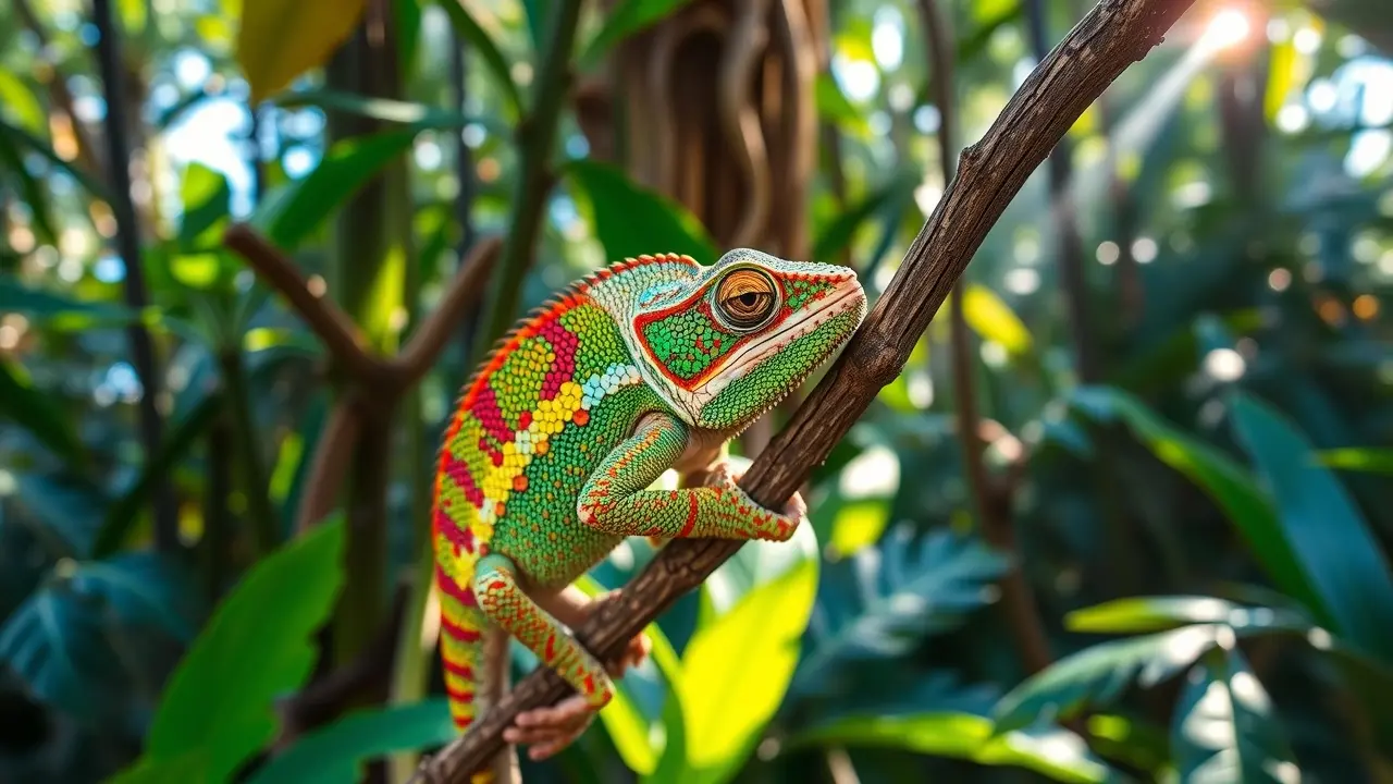 Chameleon Care Guide: Is It the Right Resource for You? Colorful chameleon on a branch