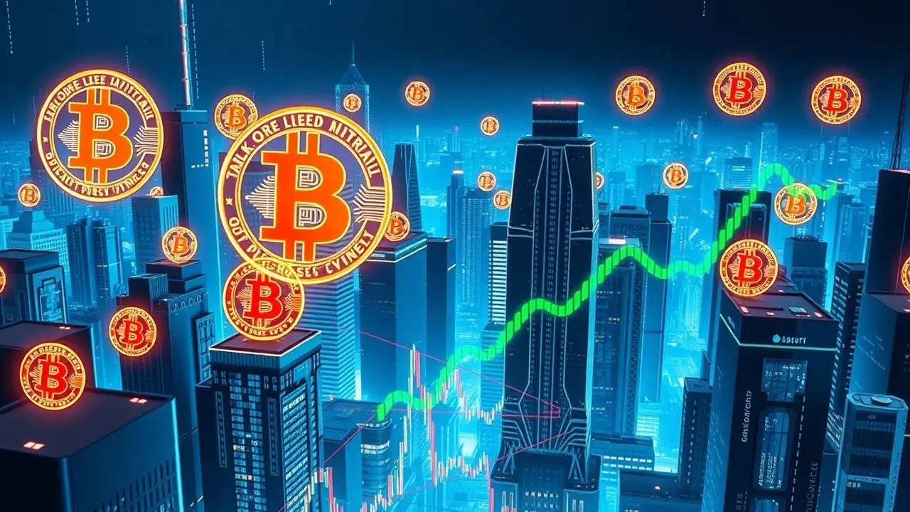 Crypto Ultimatum Review: Can This System Make You a Crypto Whale? Futuristic crypto trading landscape showcasing Bitcoin symbols