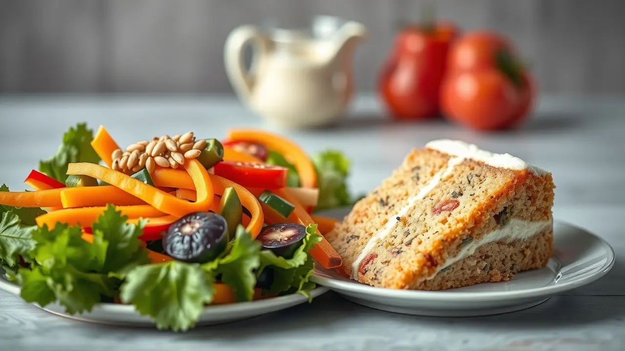 Diet Free Weekends Solution Review: Can You Really Lose Fat? Healthy meal and cake representing the Diet Free Weekends Solution