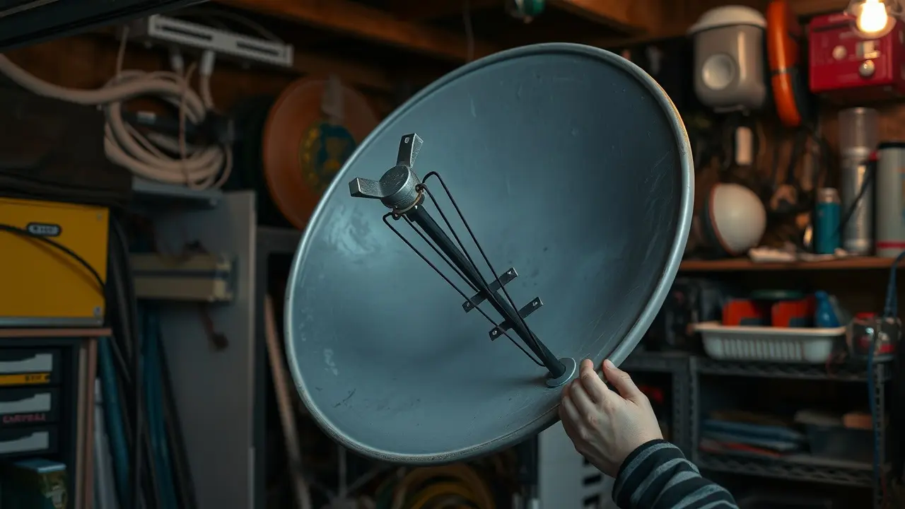 DIY Dish System: Can You Really Build Your Own Satellite TV? DIY satellite dish under construction in a garage