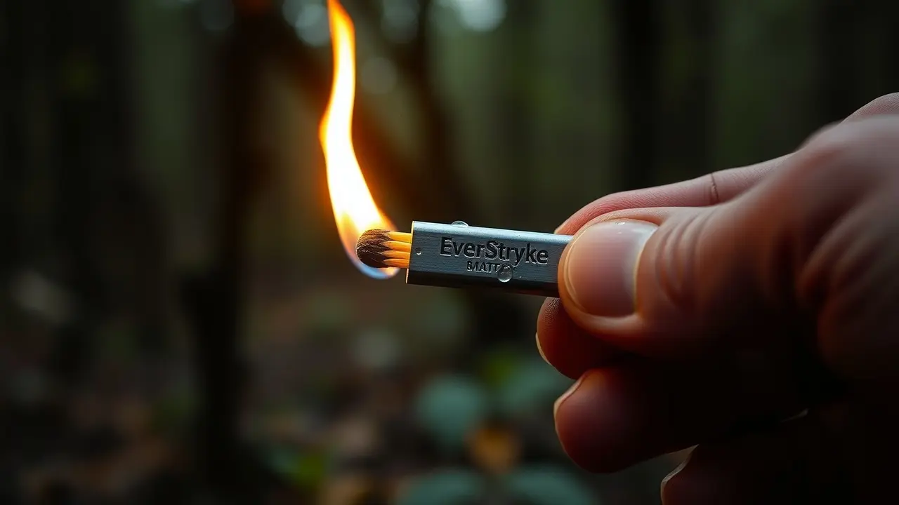 EverStryke Waterproof Match: The Ultimate Survival Fire Starter? EverStryke Waterproof Match lighting in a wet forest