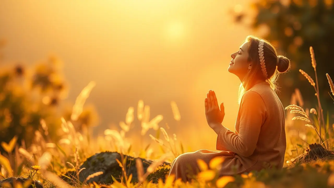 Faithful Whisper Review: Unveiling the Power of Prayer Person praying in nature, bathed in golden light