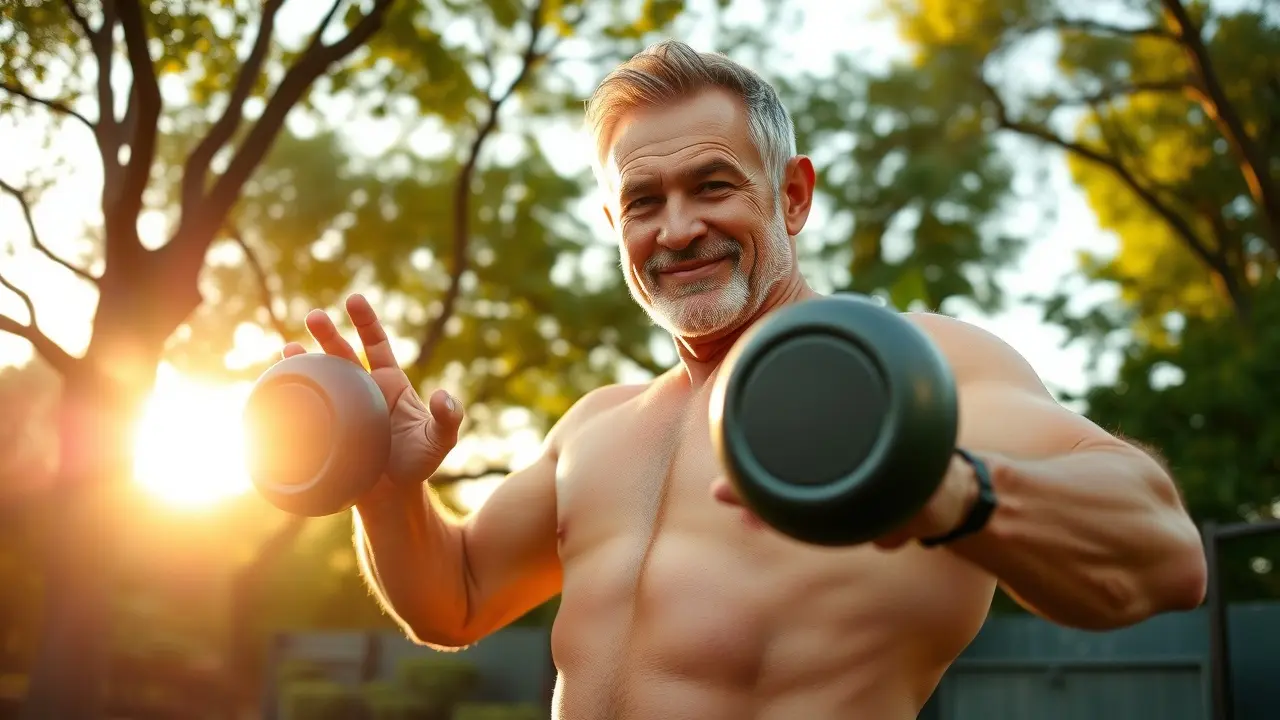 Fit After 50 For Men: The Ultimate Guide to Reclaiming Your Vitality Man in his 50s exercising outdoors