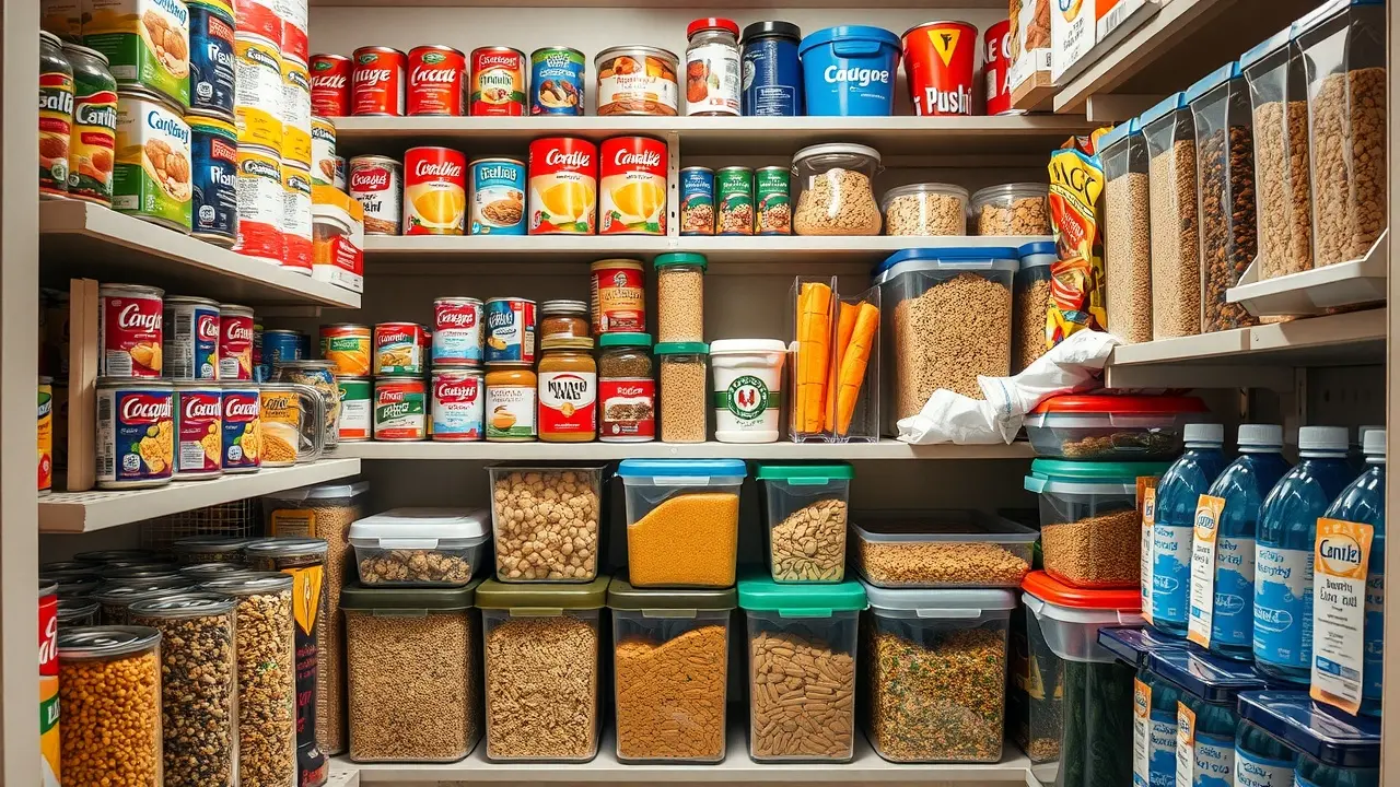 Well-organized food pantry for emergency preparedness