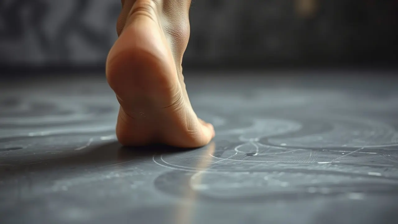 Person experiencing foot heel pain while walking