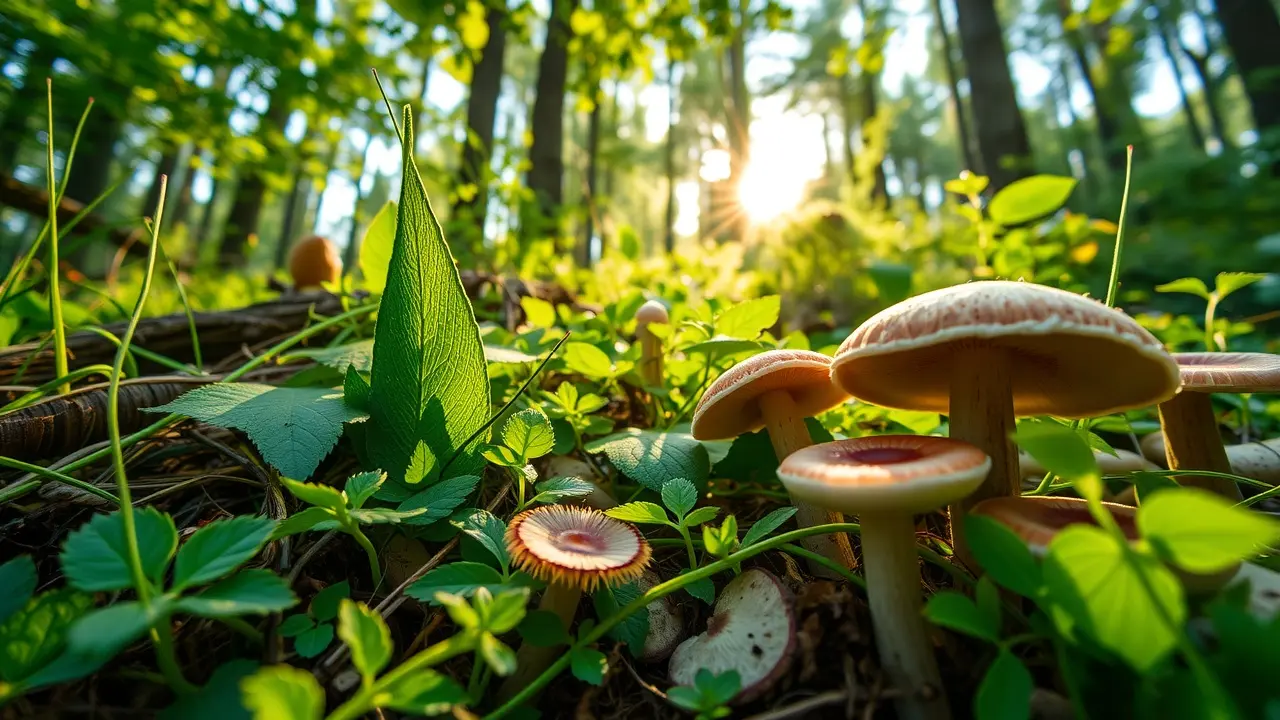 Foraging Secrets Review: Is This Survival Guide Worth It? Variety of edible wild plants and mushrooms in a forest