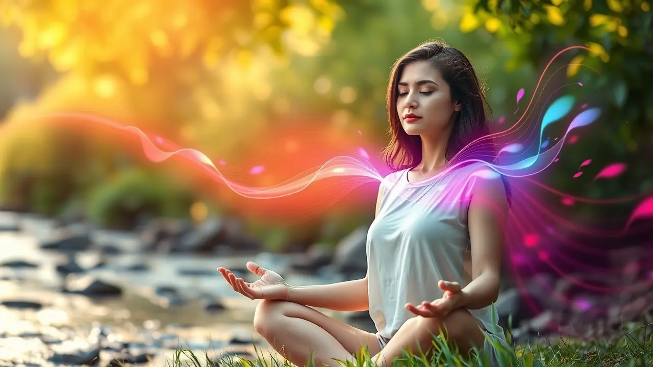 Gaia Sound Miracle Review: Unlocking Inner Harmony? Woman meditating with soundwaves