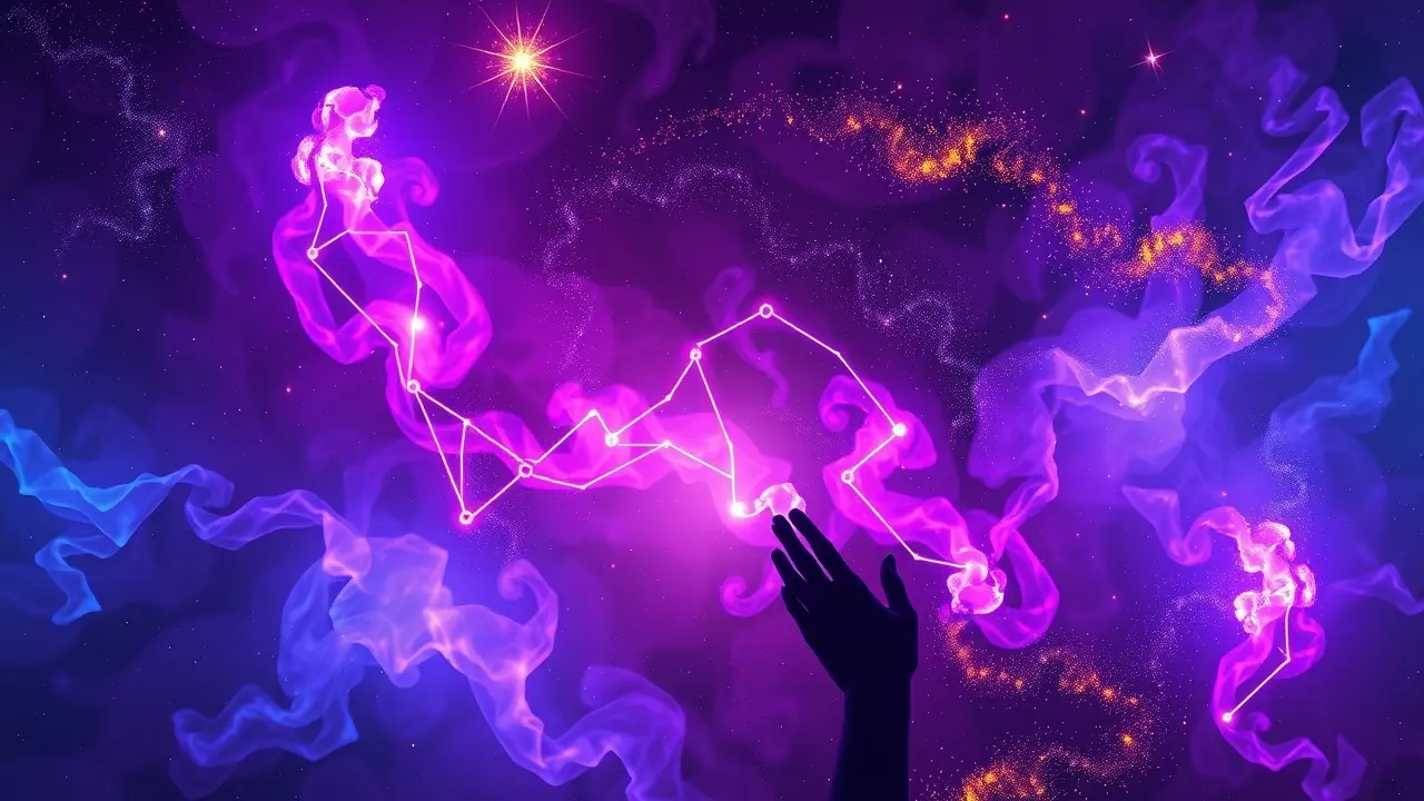 Gemini Man Secrets Review: Unlock His Heart or Empty Promises? Astral view of the Gemini constellation with intertwined figures, representing love and understanding.