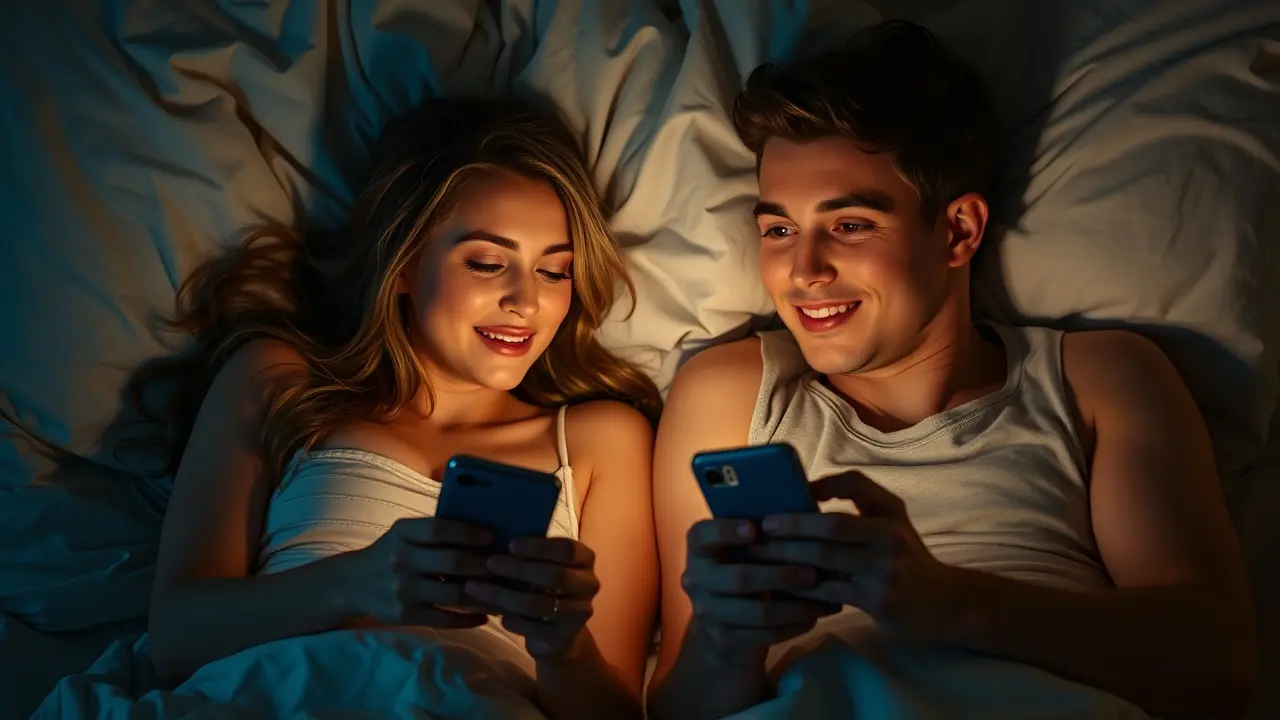 Give Women Orgasms Over Text: The Sexting Guide That Delivers? Couple Sexting in Bed