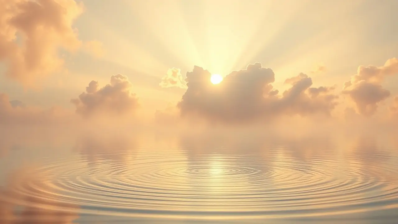 God Frequency: Unlocking Divine Blessings Through Binaural Beats? Golden light illuminates sound waves over water