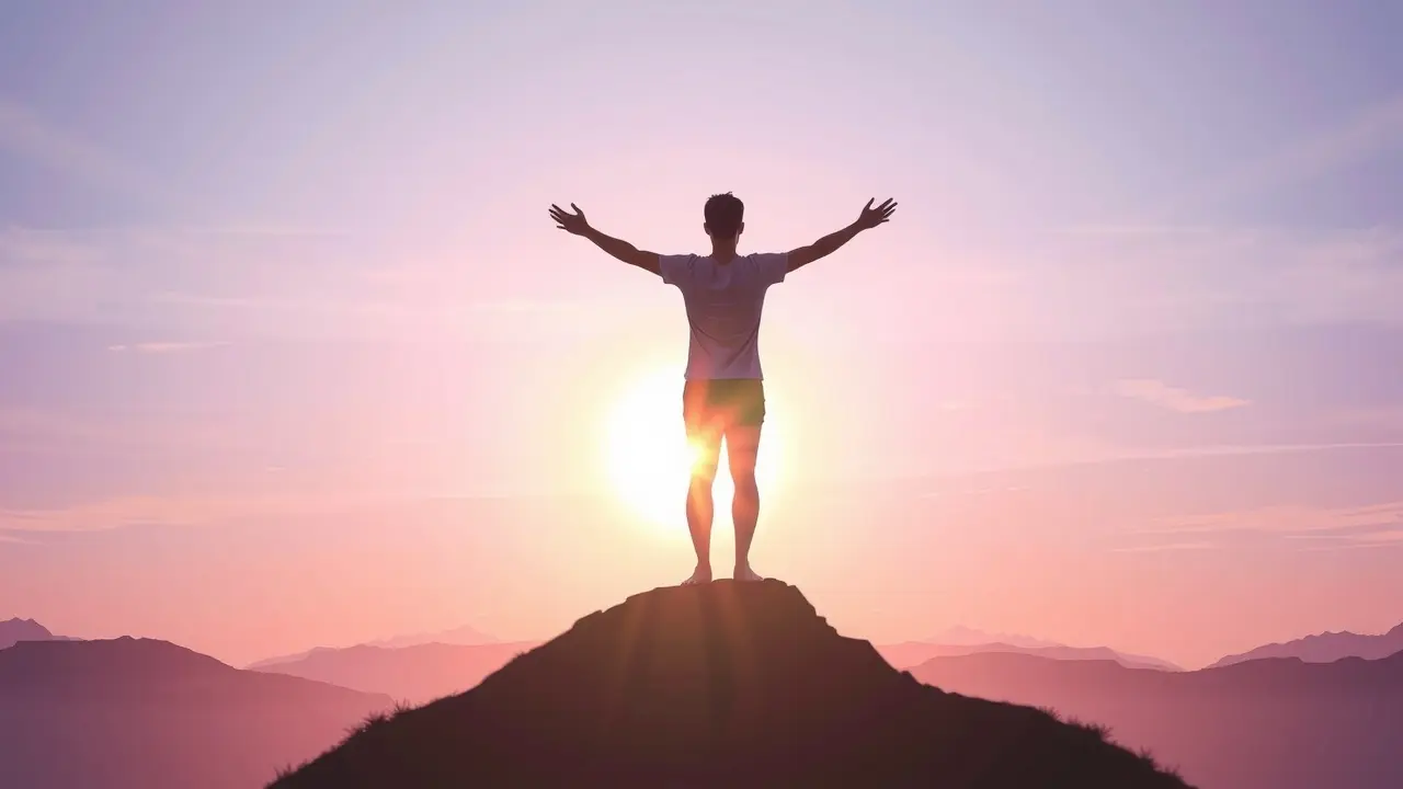 Heavenly Provision Review: Unlock Your Spiritual Potential Person reaching for the light on a mountain top at sunrise