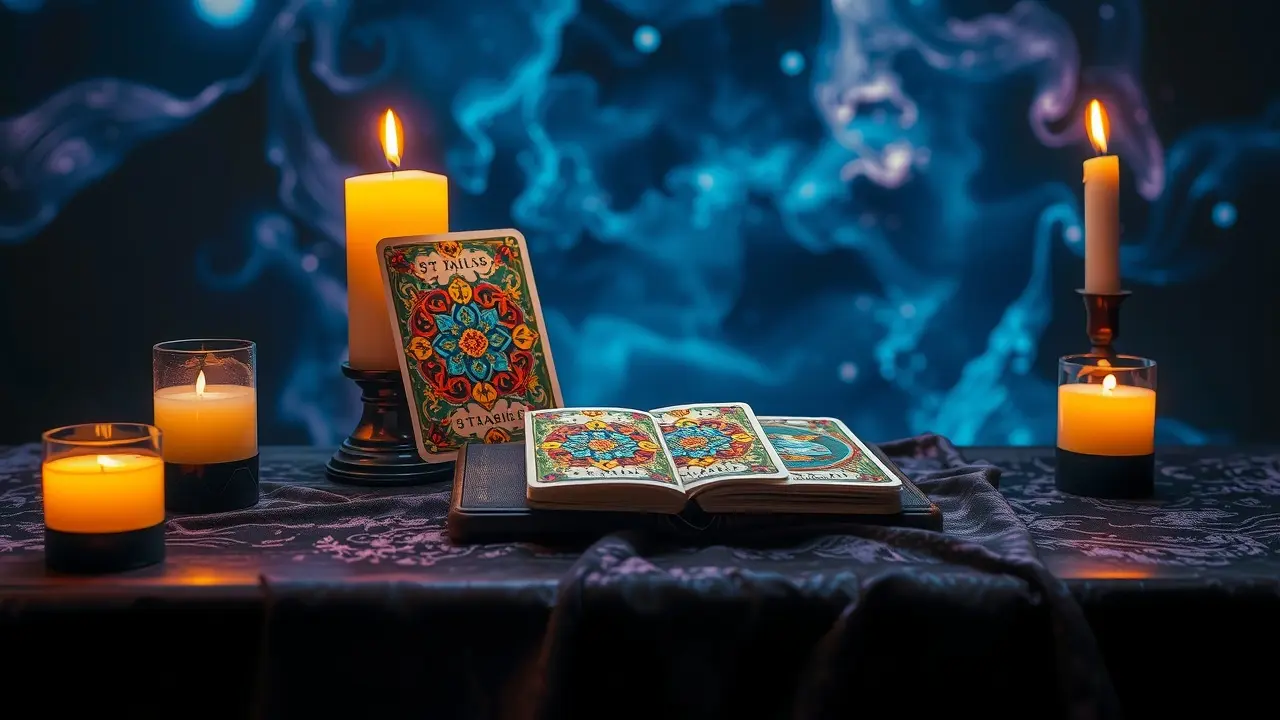 Unlock Your Destiny: A Review of the Highly Converting Tarot Card Offer Mystical tarot card reading with candlelight and cosmic background