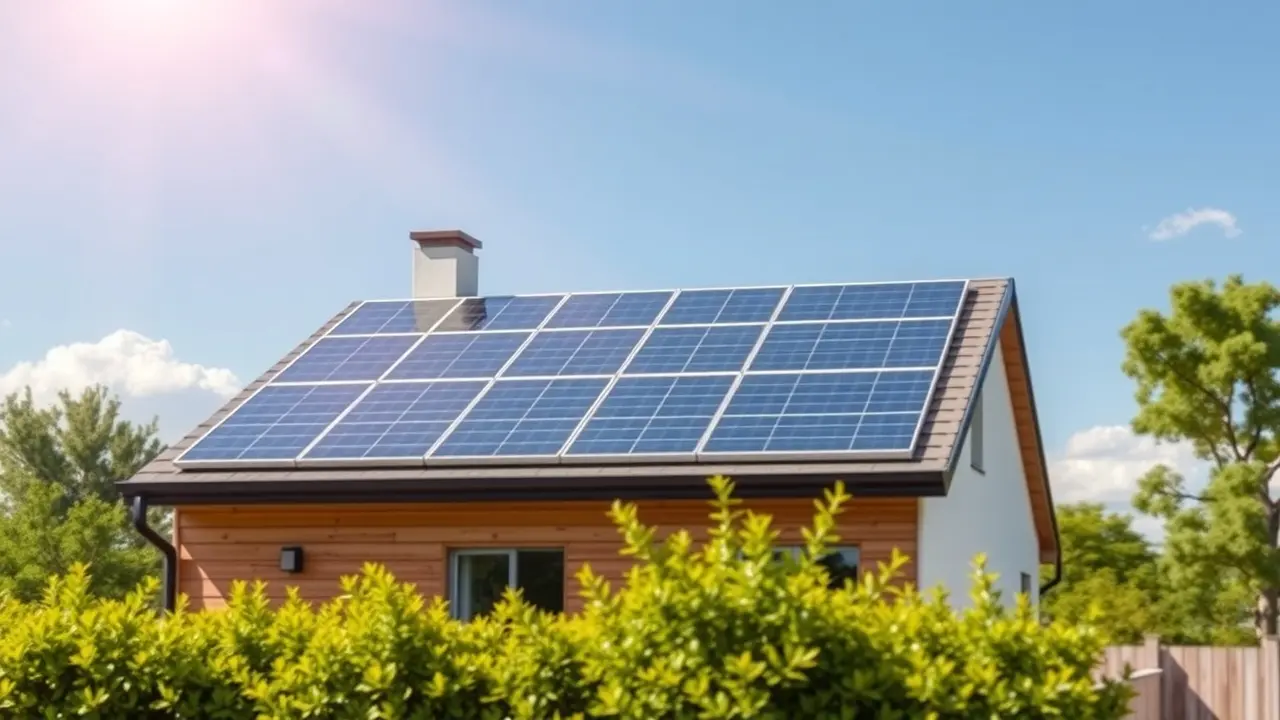 Home with solar panels on roof