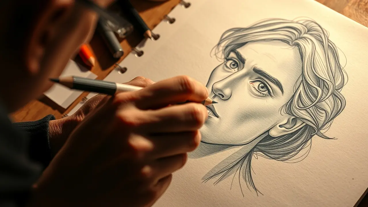 How To Sketch: Unleash Your Inner Artist – A Comprehensive Review Hand sketching a portrait with graphite pencils