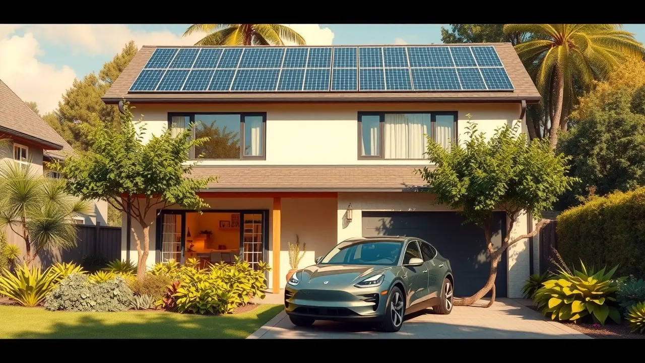 Infinite Energy System Review: Is It a Scam or Legit? Solar panels integrated on a modern home with electric vehicle