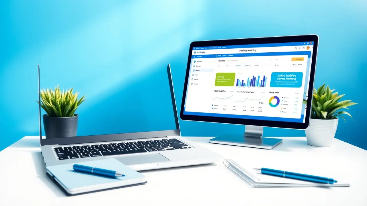 Internet Marketing 4 Newbies: A Comprehensive Review Laptop showing marketing dashboard for Internet Marketing 4 Newbies