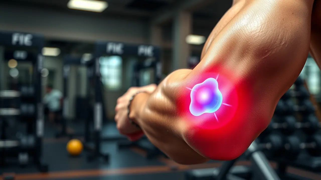 Killer Product for Exercise Enthusiasts and Hard Gainers: A Review Close-up of athlete's elbow with pain relief effect