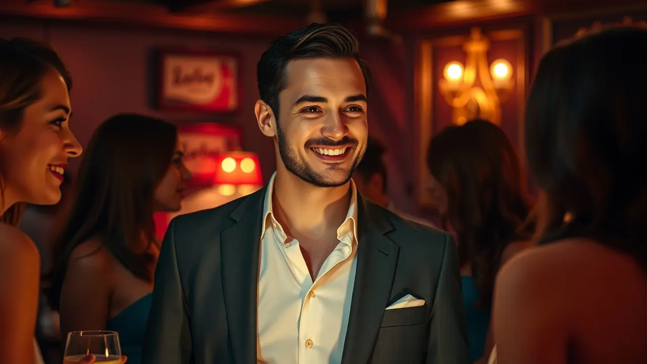 Magical Tactics Review: Does This Seduction Guide Really Work? Man surrounded by attractive women smiling