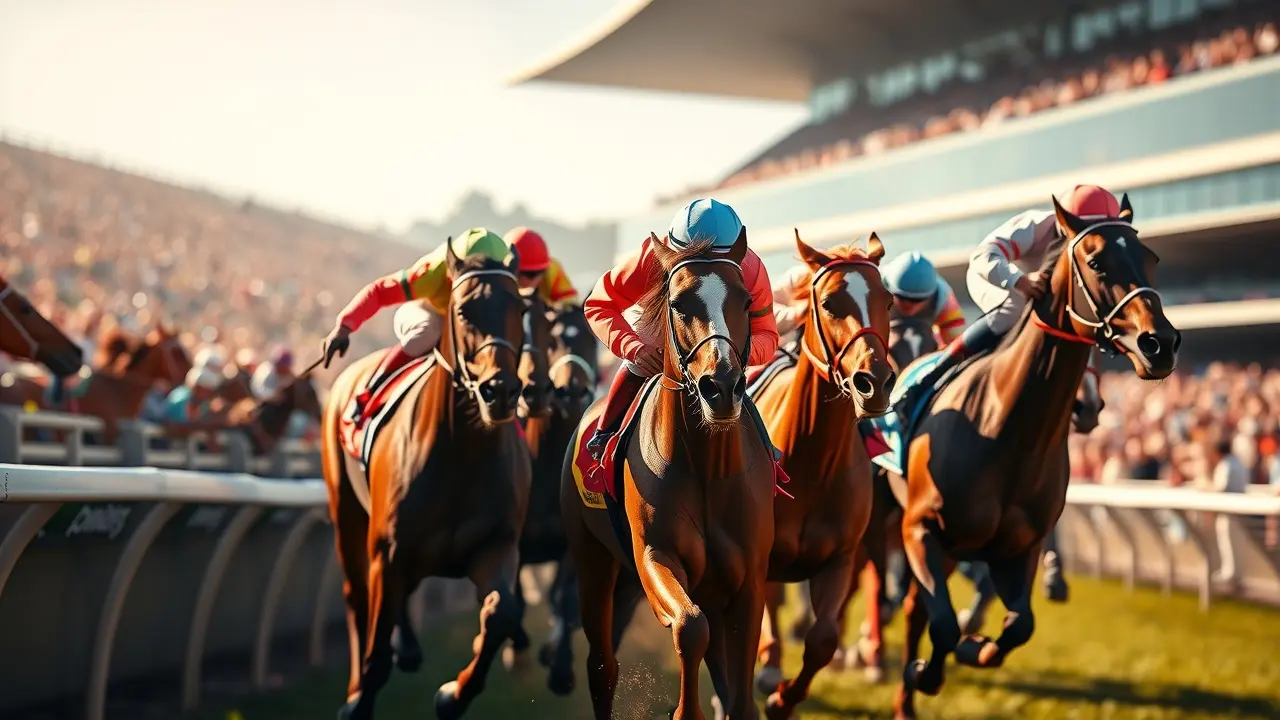 Marks Tips Review: Can This Horse Racing System Win You Money? Exciting horse race finish with jockeys and horses competing