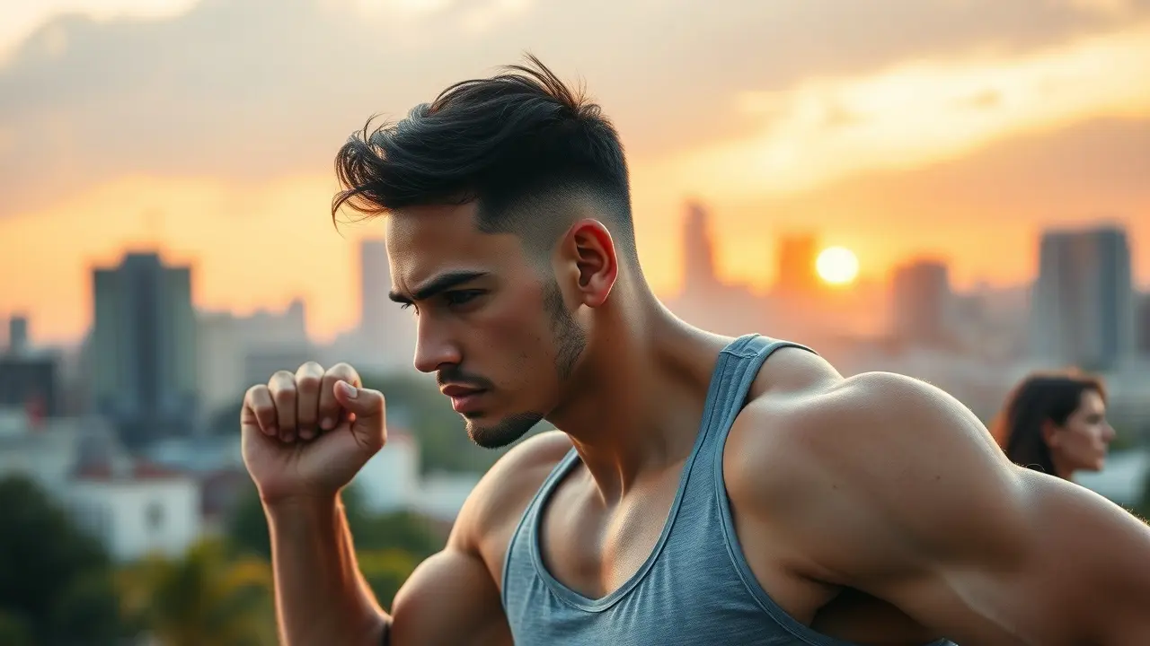 Men’s Health Offer: Boost Your Vitality and Performance? Man exercising outdoors at sunrise, representing men's health