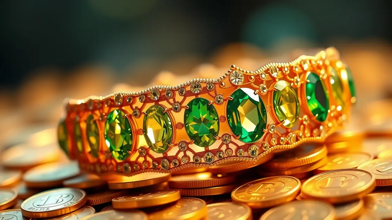 Money Bracelet Review: Does it Really Attract Wealth? Closeup of a radiant money bracelet on gold coins