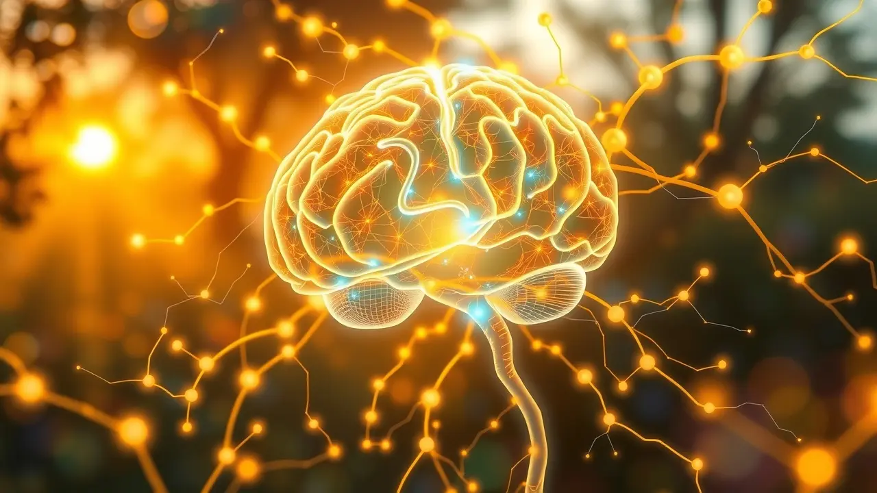 Glowing brain with interconnected neural networks