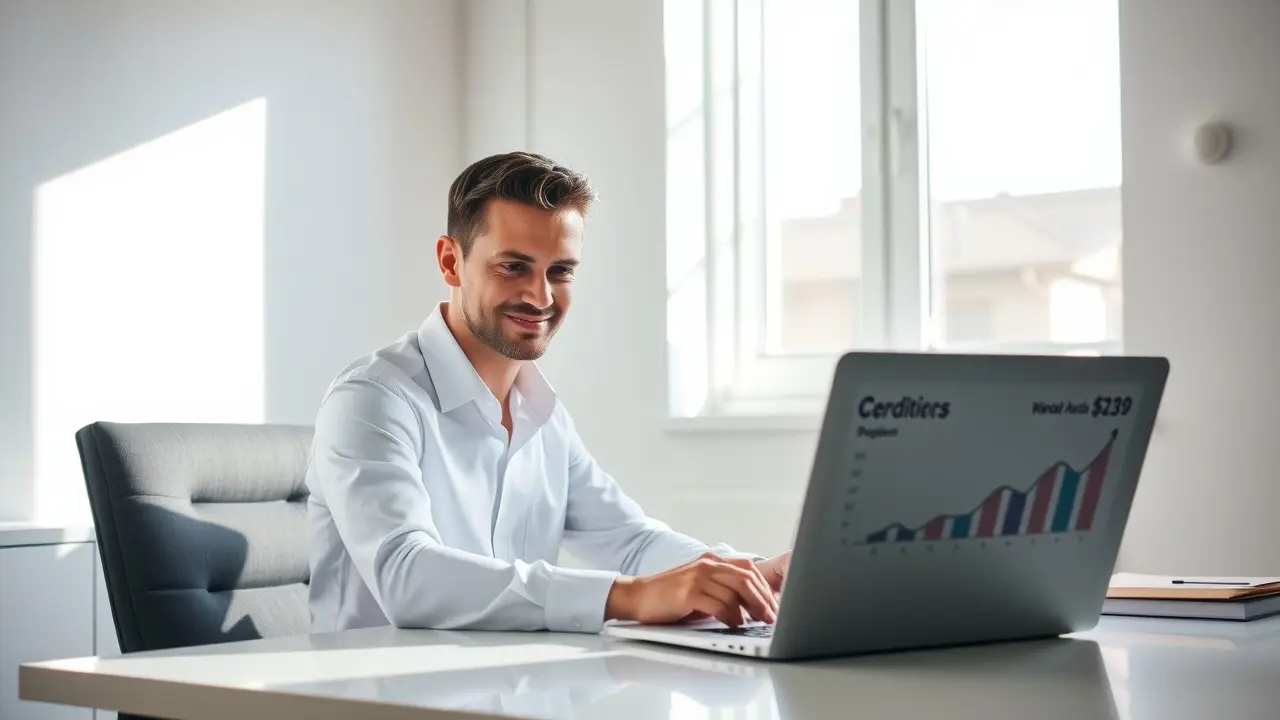 Partnership to Success Program Review: Is It Worth It? Entrepreneur studying online business growth charts on laptop