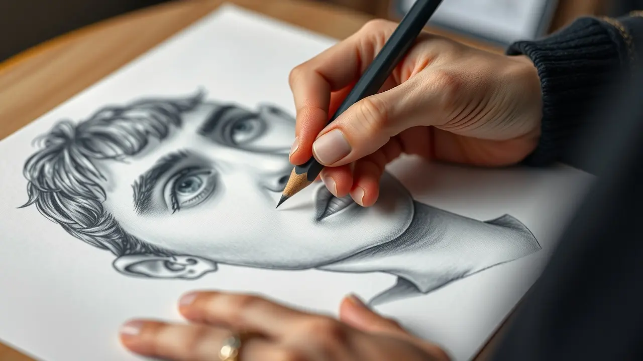 Pencil Drawing Made Easy: Unleash Your Inner Artist Detailed graphite pencil drawing of a portrait in progress