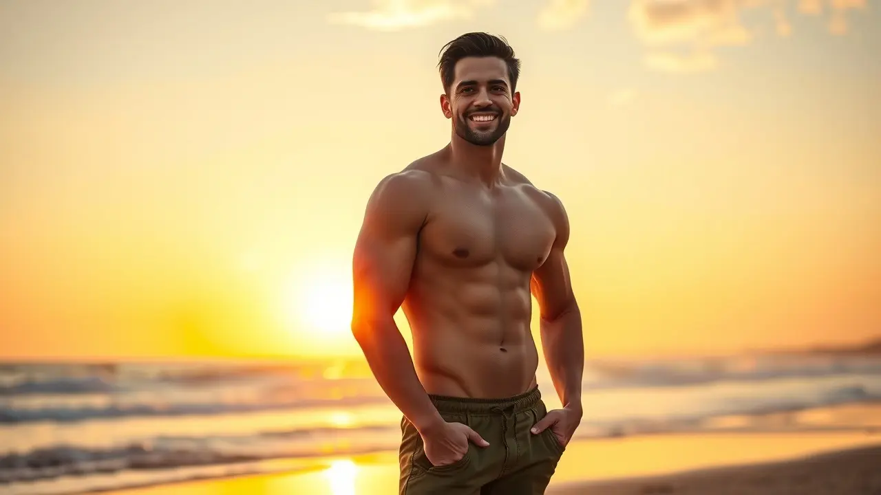 Penis Enlargement Exercise Program: Does It Really Work? Confident man on beach at sunset