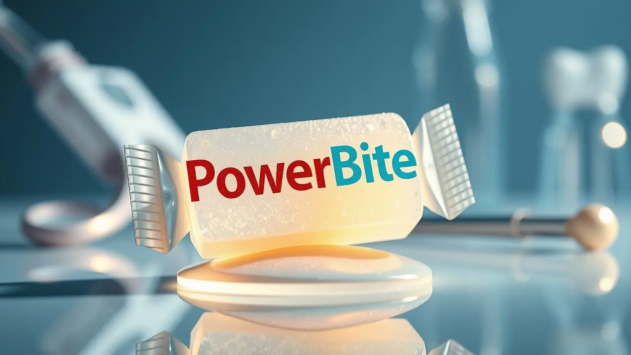 PowerBite Reviews: Does This Dental Candy Really Work? (2024 Update) PowerBite dental candy melting close-up.