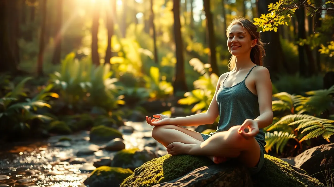Powerful Meditation Audio: Unlock Inner Peace and Focus Woman meditating peacefully in a sunlit forest.