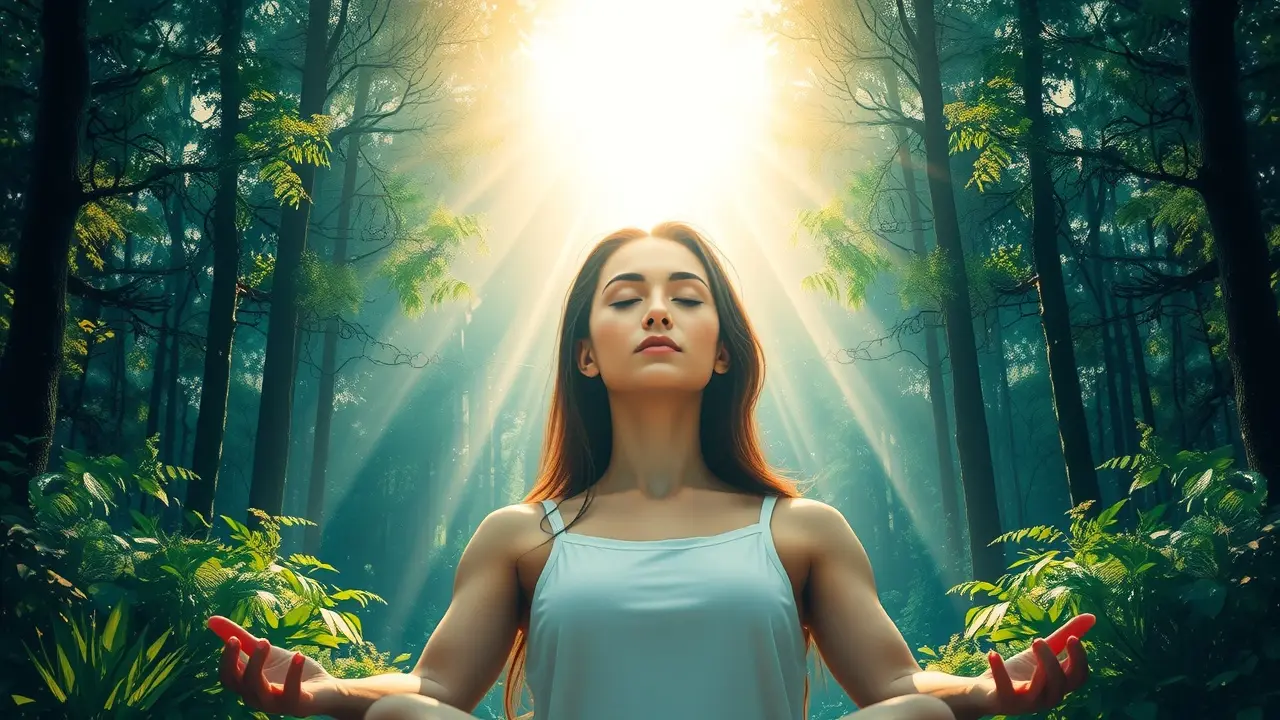 Prayer of God Review: Unveiling the Truth Behind This Spiritual Program Meditating person connected to divine light, Prayer of God.