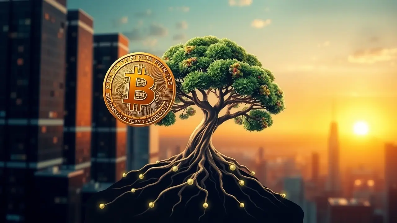 Prime Prosperity Review: Can This Crypto Program Build Generational Wealth? Crypto wealth depicted as a tree growing from a coin rooted in blockchain.