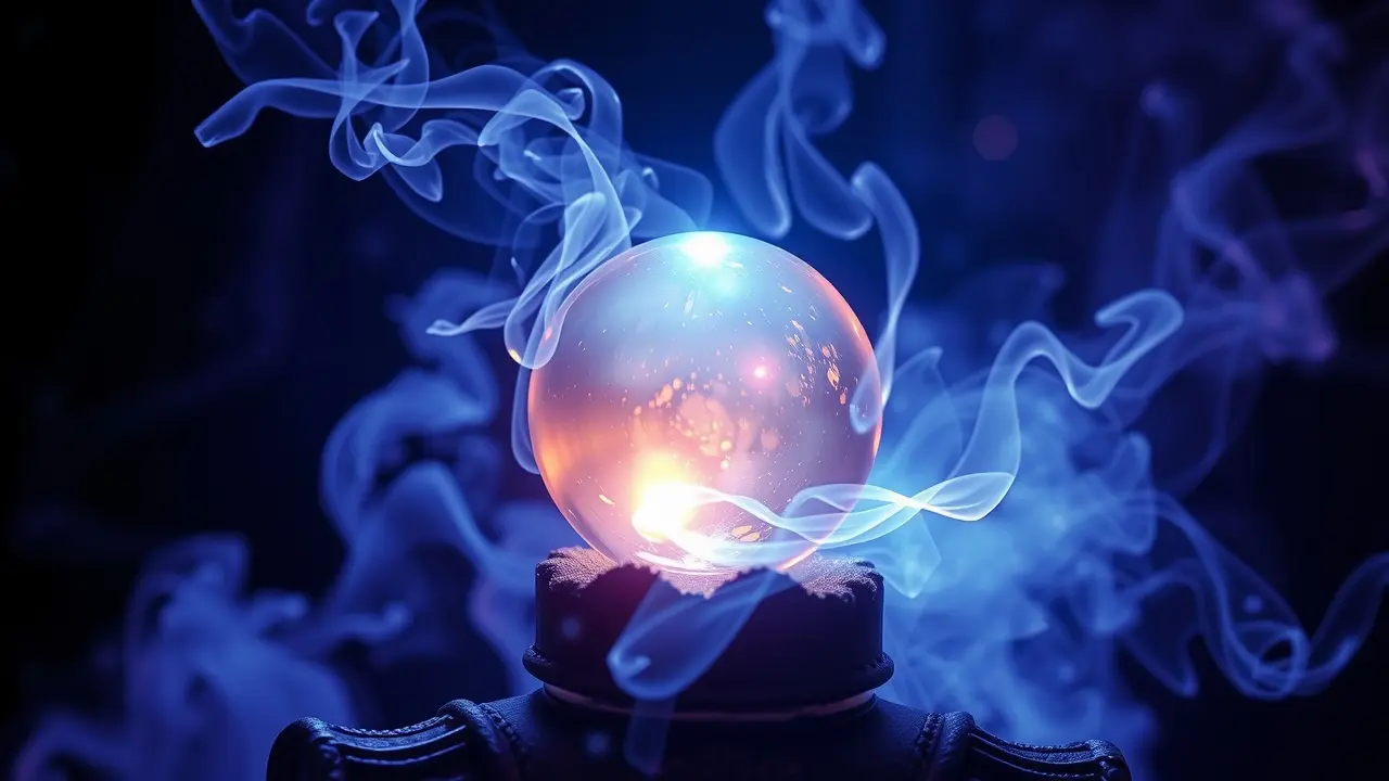 Psychic Chat Reading – Psychic Veronique: Is It Worth It? Crystal ball surrounded by ethereal light, representing psychic reading.