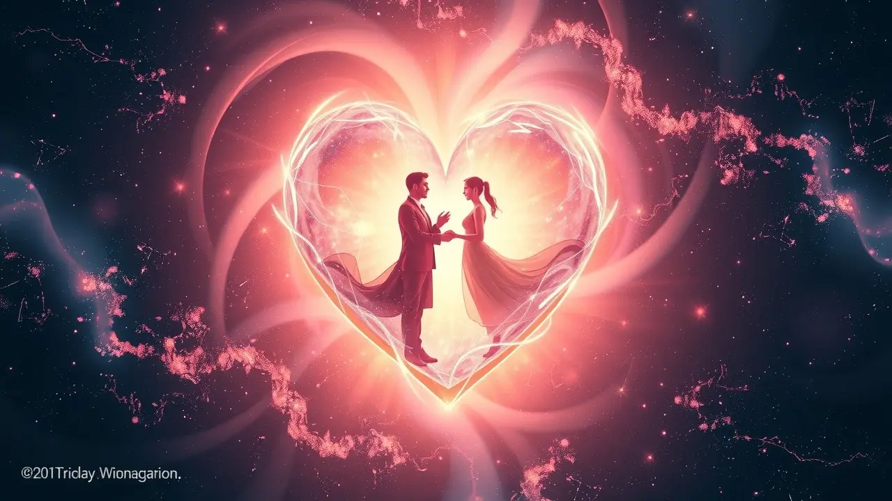 Psychic Love Report Review: Can It Really Find Your Soulmate? Cosmic heart with reaching figures representing love